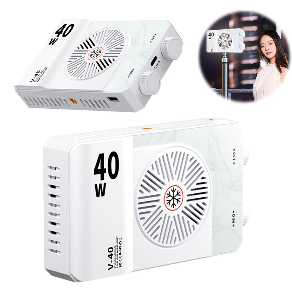 Luz LED para Cámara de 40W, 2800K-9000K, Iluminación para Fotografía, Panel de Luz Portátil Recargable de 4400mAh para Fotografía