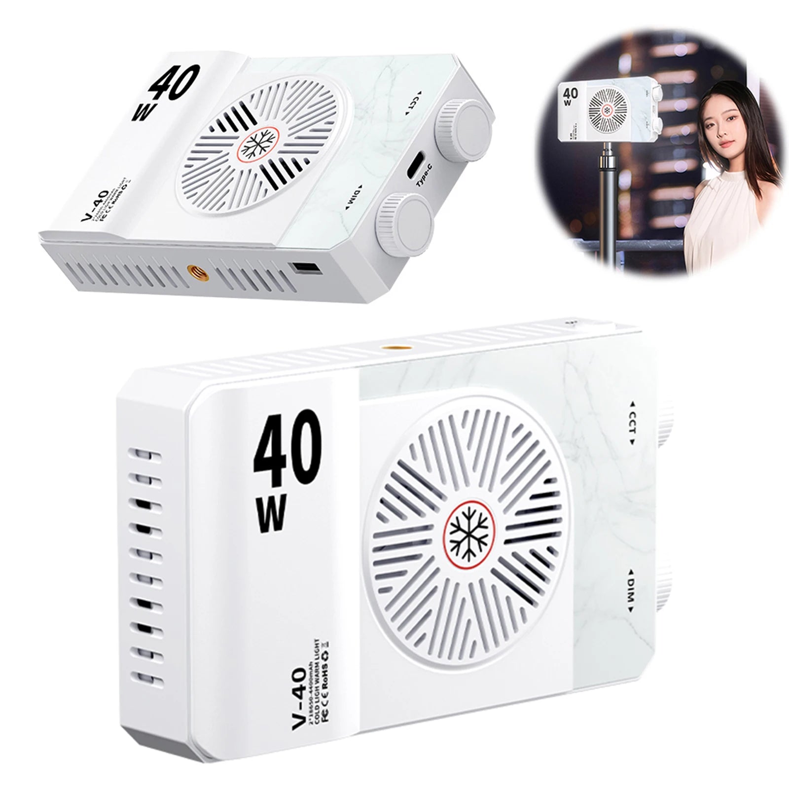 Luz LED para Cámara de 40W, 2800K-9000K, Iluminación para Fotografía, Panel de Luz Portátil Recargable de 4400mAh para Fotografía