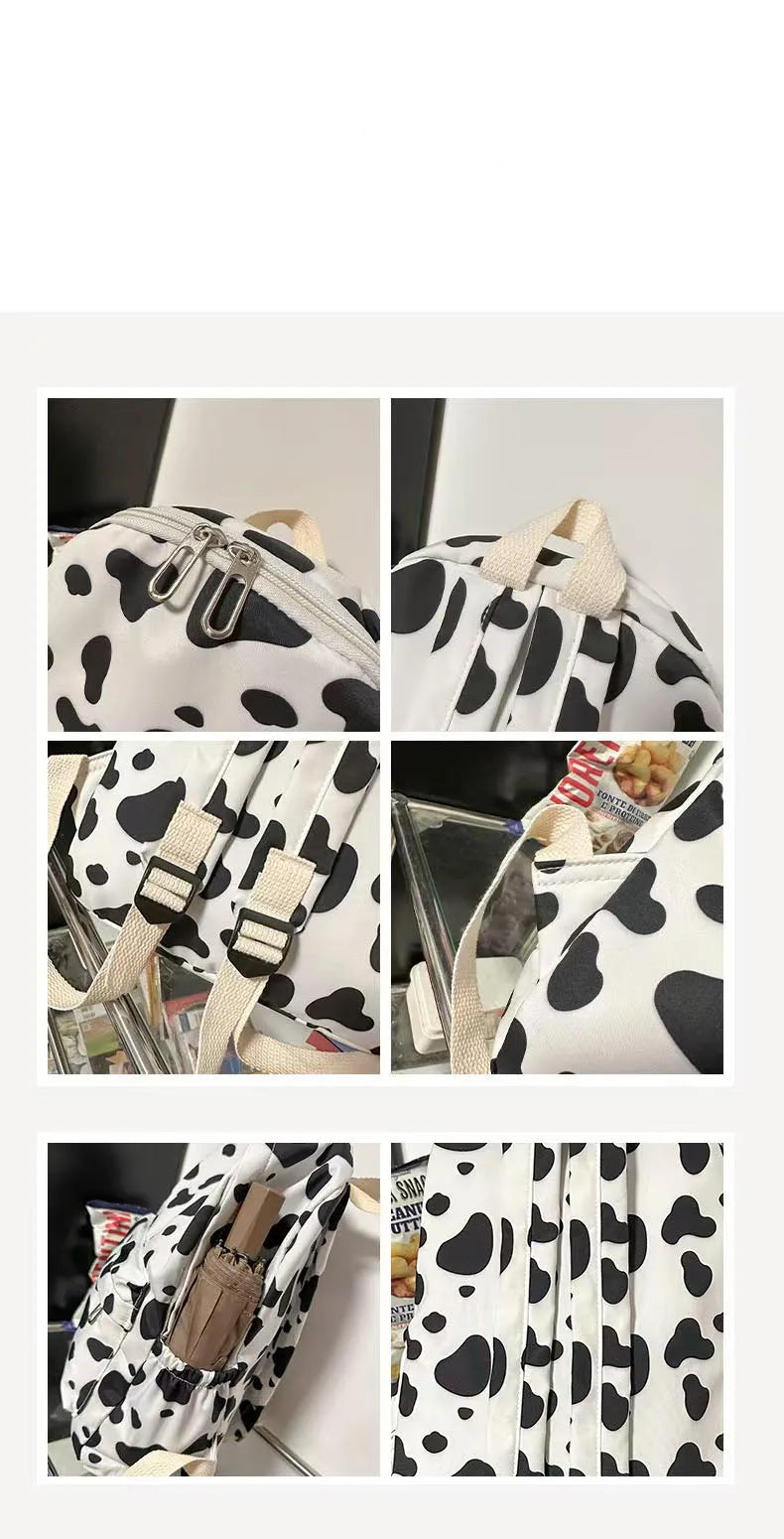 Mochila Escolar de Moda con Estampado de Vaca para Niños