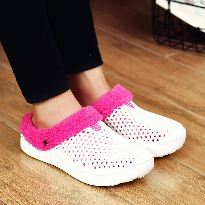 YRZL Zapatillas de invierno para hombre y mujer, zapatos cálidos para interiores, Pantoffels de algodón antideslizantes, zuecos informales, zapatillas de suelo para casa sin cordones para hombre