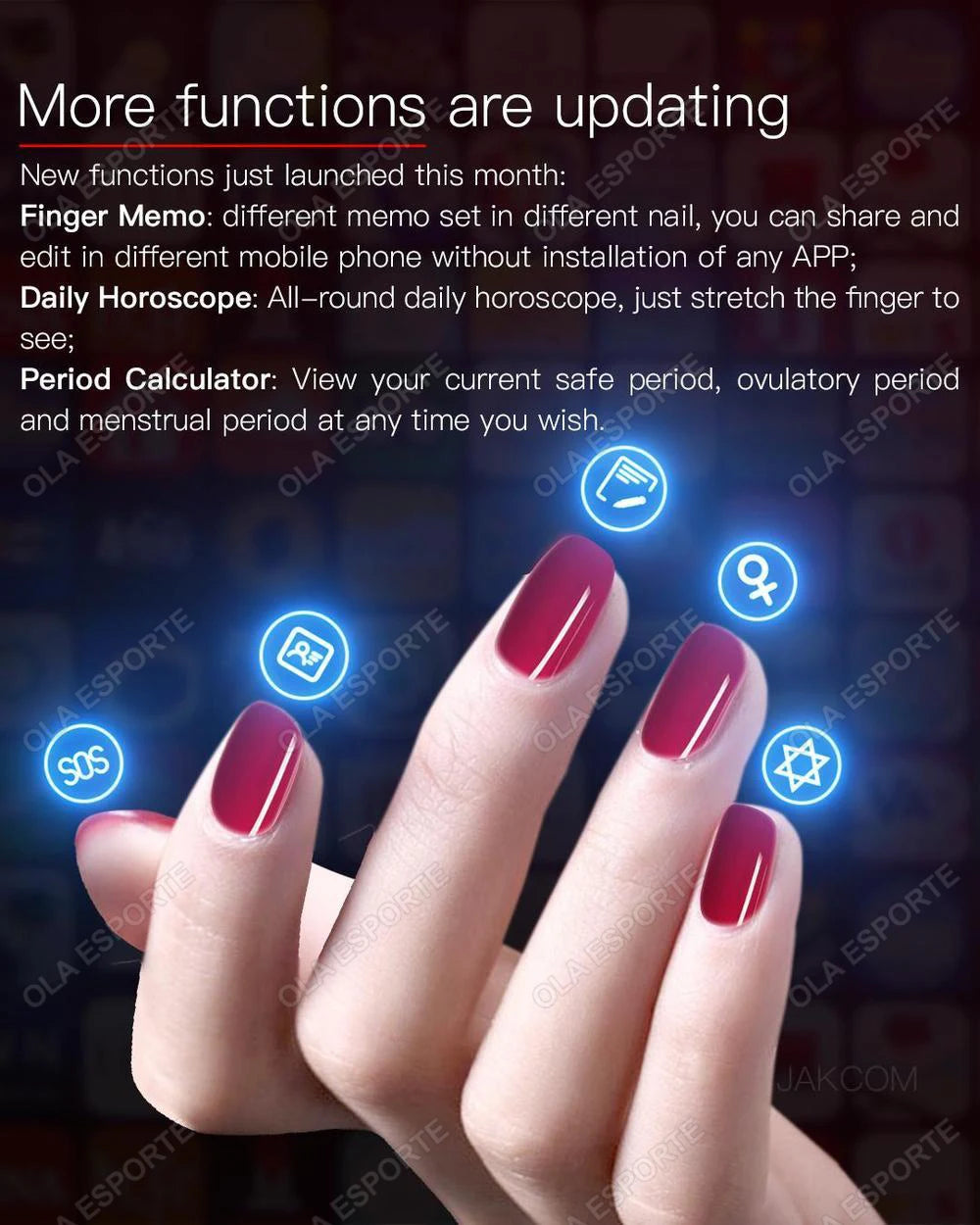 Nuevo Chip de uñas inteligente NFC, llamada Virtual SOS, función de supervisión de Fitness, dispositivo rastreador GPS, Mini rastreador, Chip inteligente para Android IOS