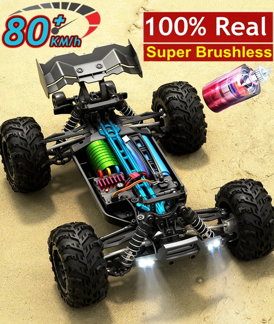 Coche Todoterreno RC 4WD sin Escobillas, Alta Velocidad 50-80 KM/H