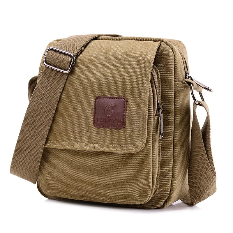 Bolso Cruzado de Lona Retro para Hombre - Casual para el Día a Día