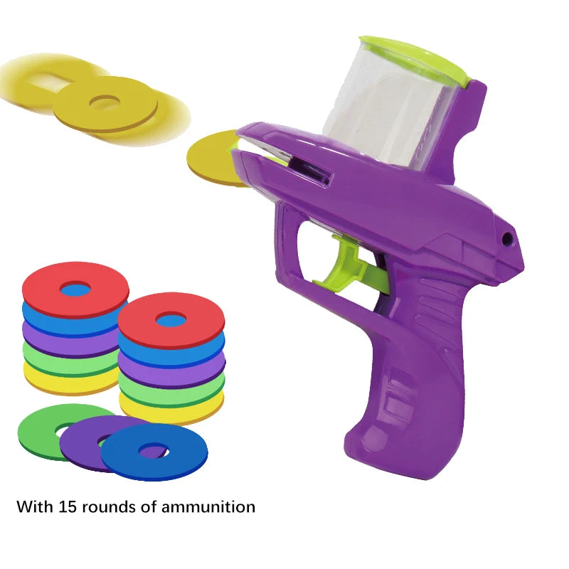 Pistola voladora de tiro para niños, juguete de seguridad EVA, espuma suave, disco lanzador, juegos de interacción entre padres e hijos al aire libre