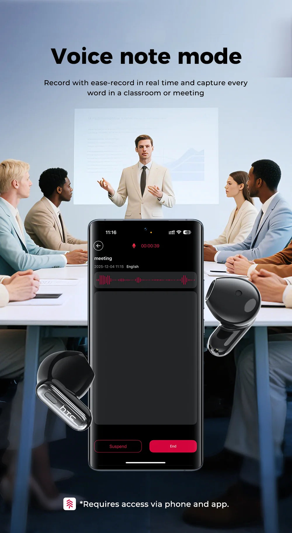 HTC NE68 Auriculares Traductor IA Bluetooth 6.0