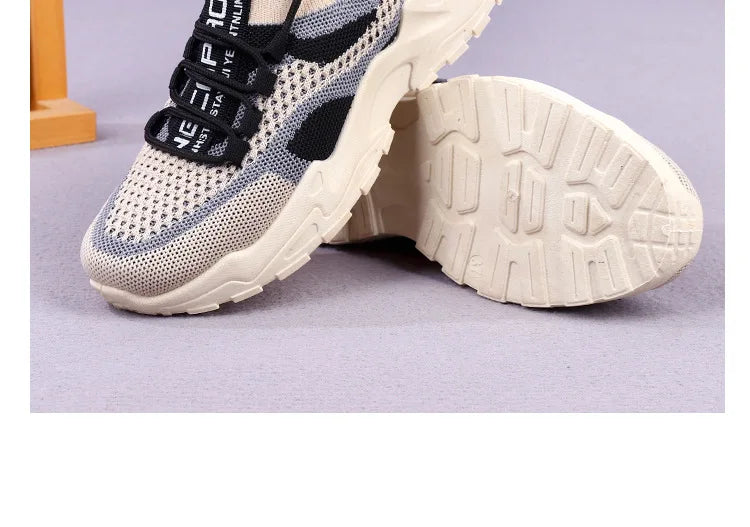 Zapatillas gruesas 2025, zapatos informales para mujer, zapatos deportivos transpirables de malla de aire para primavera y otoño, zapatos para correr de suela blanda para mujer