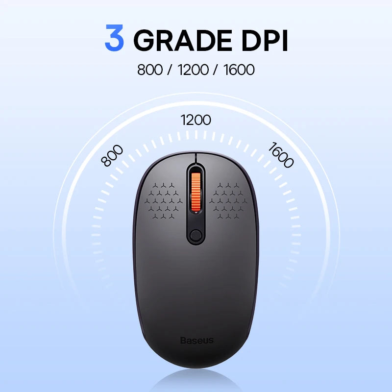 Ratón Baseus inalámbrico Bluetooth para ordenador, ratón silencioso de 1600DPI con receptor Nano USB de 2,4 GHz para PC, MacBook, tableta, portátil