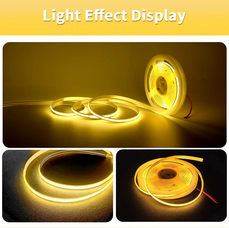 Tira LED COB Flexible de Alta Densidad para Decoración