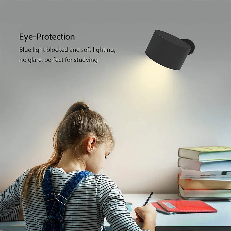 Apliques de Pared LED, Lámparas Montadas con Batería Recargable Dim 3 Brillo Carga Removible 360 ° Gire la bola magnética