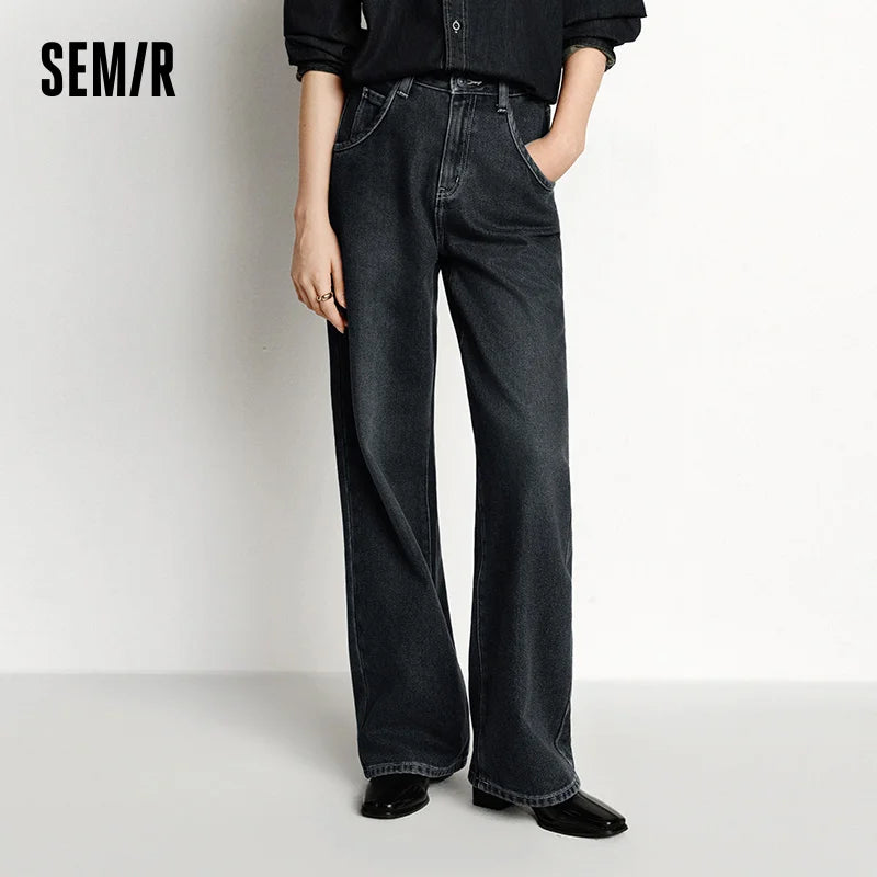 Jeans de Pierna Ancha con Forro Polar para Mujer, Cintura Alta, Cómodos