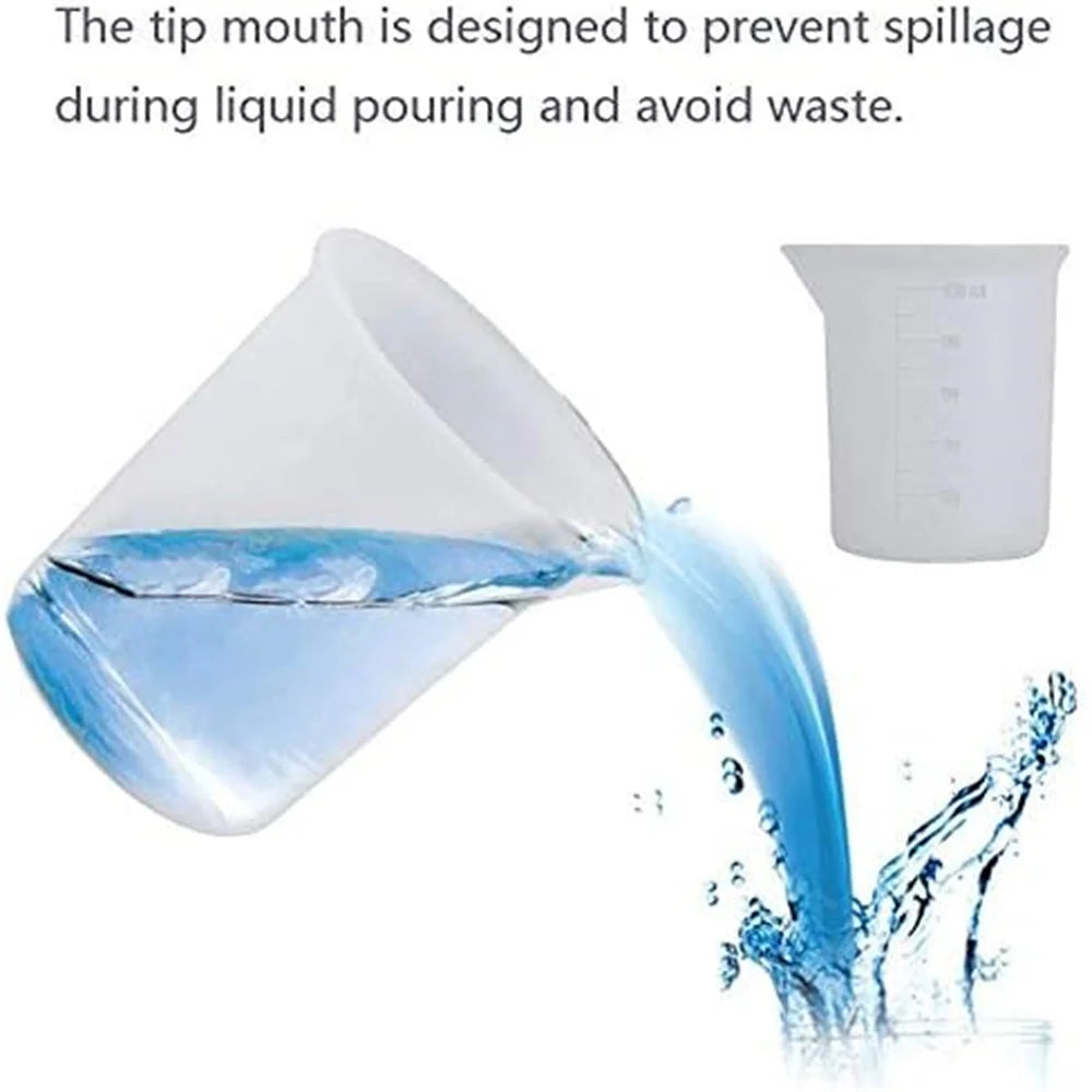 Tazas medidoras de silicona para resina, suministros de resina con vasos de silicona, vasos para mezclar resina, palitos para revolver de silicona, vaso para mezclar epoxi