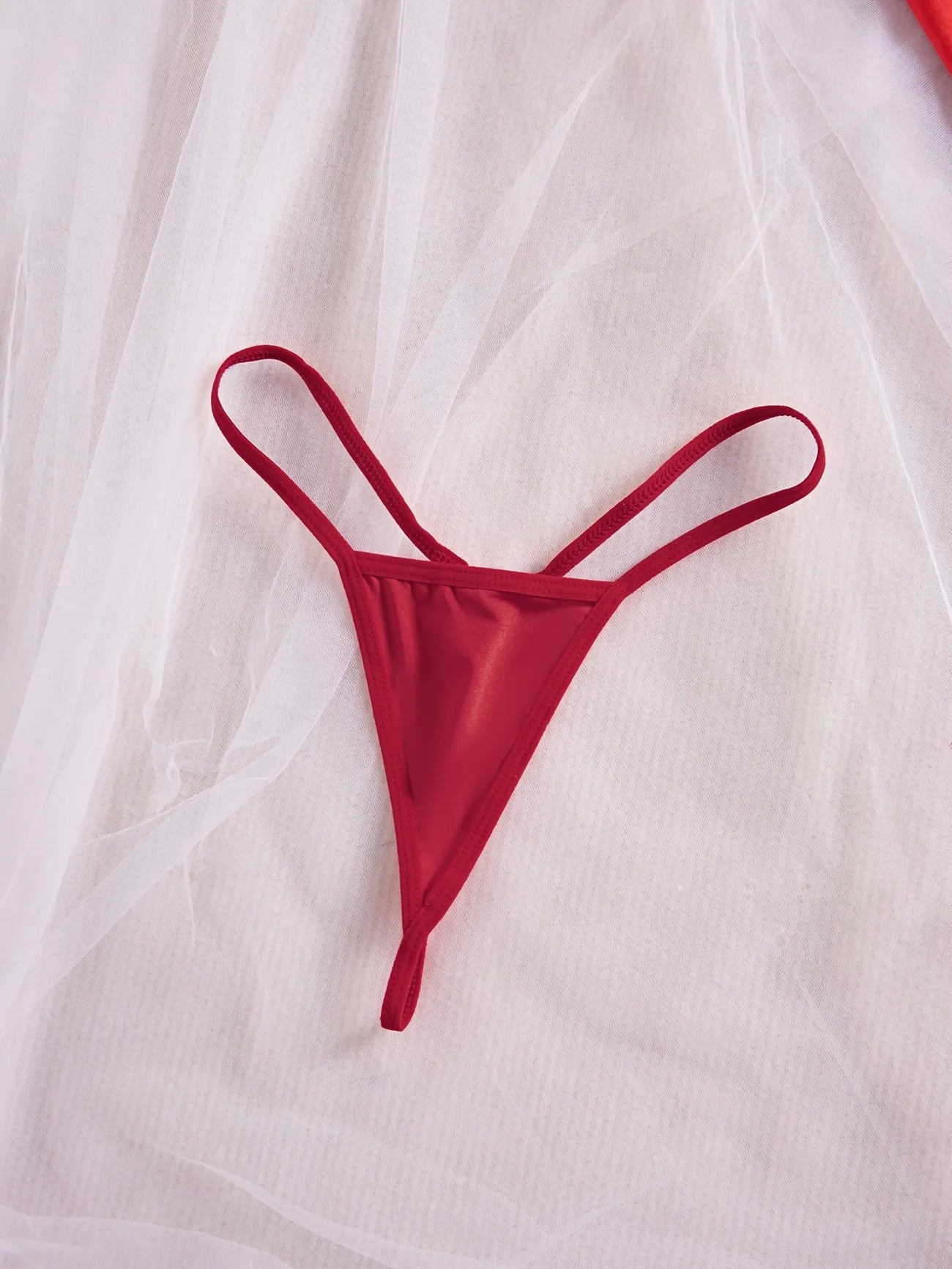 Conjunto Babydoll de Satén con Encaje y Tanga, Lencería Romántica