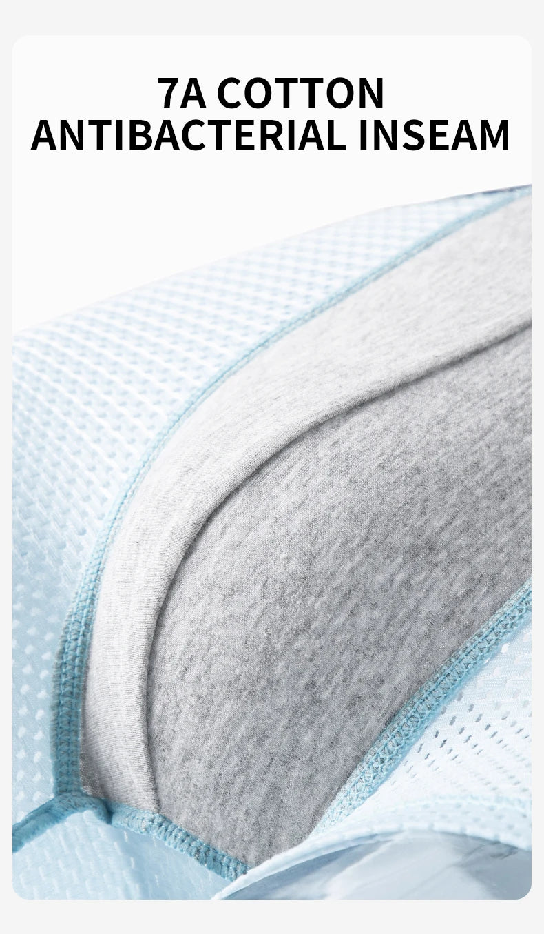 MiiOW, 3 uds., ropa interior de seda de hielo fresca para hombre, Boxers de malla transpirable, calzoncillos para hombre 7A, bragas antibacterianas en la entrepierna para hombre, calzoncillos Boxer