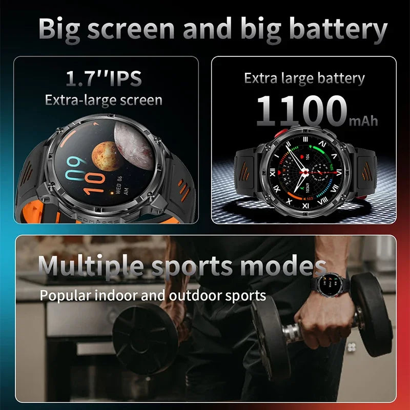 Reloj Inteligente Deportivo Militar 1100mAh 5ATM