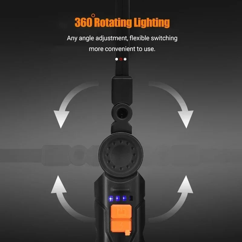 Lámpara de Trabajo LED COB Recargable con Imán y Gancho