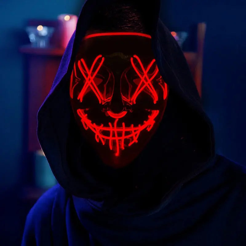 Máscara de purificación de neón para Festival de Música, Bar inalámbrico de Halloween, máscara de fiesta de Carnaval que brilla en la oscuridad, suministro de disfraces de Cosplay