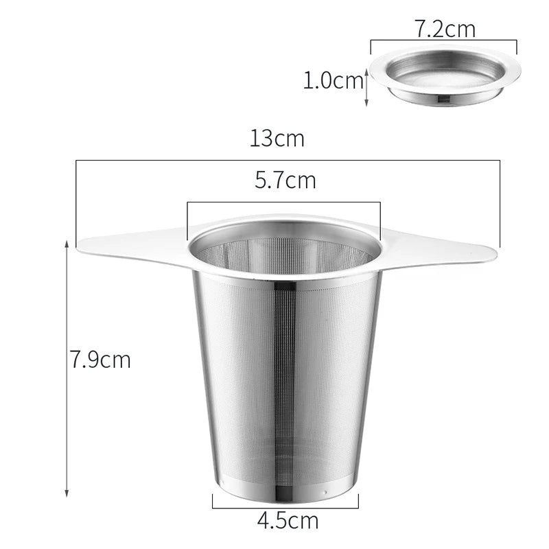 LMETJMA-colador de malla para infusor de té de acero inoxidable, con asas dobles, de gran capacidad, para empare el té de hojas sueltas, JT209