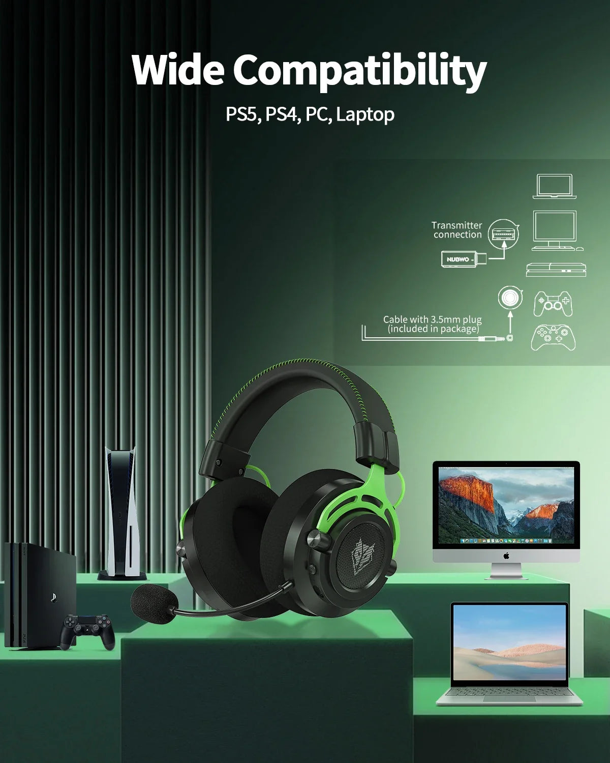 NUBWO G03 Auriculares Gaming Dongle 2.4GHz