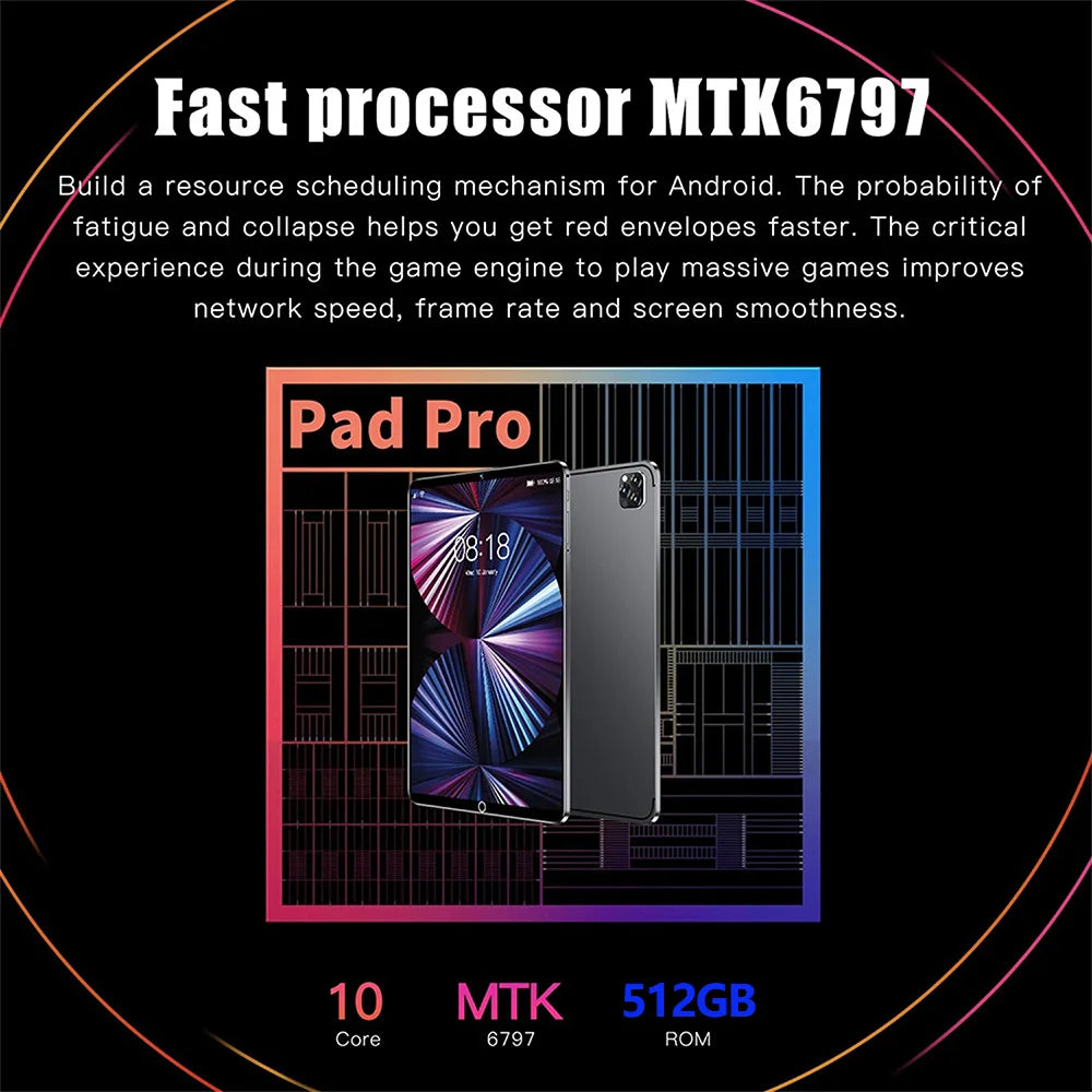 Tablet BDF 10.1": Android 13, 8GB RAM, 512GB ROM, 10 núcleos, 4G LTE
