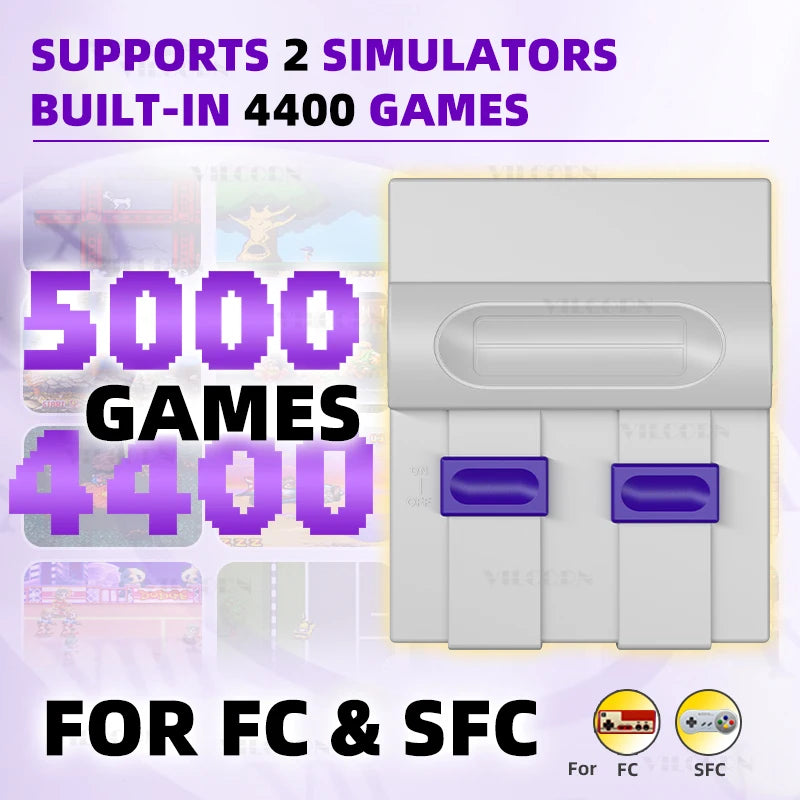 Mini consola de videojuegos Retro Dendy inalámbrica de 16 bits, más de 4400 juegos para consola Super NES SFC FC 4k para SNES