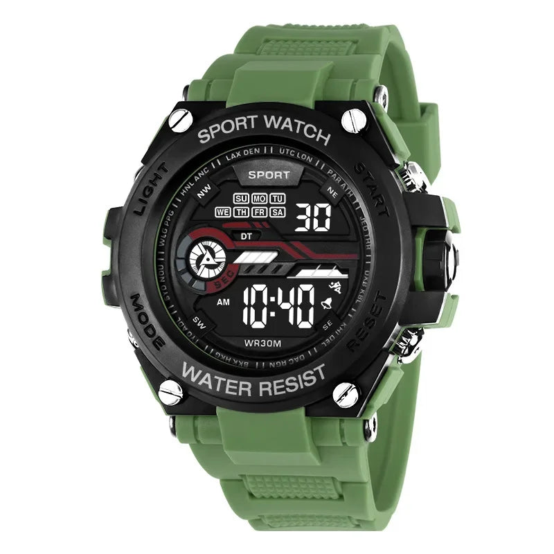 Reloj deportivo YIKAZE para hombre, relojes deportivos impermeables para hombre, reloj militar Digital LED multifunción, reloj despertador, reloj de pulsera electrónico