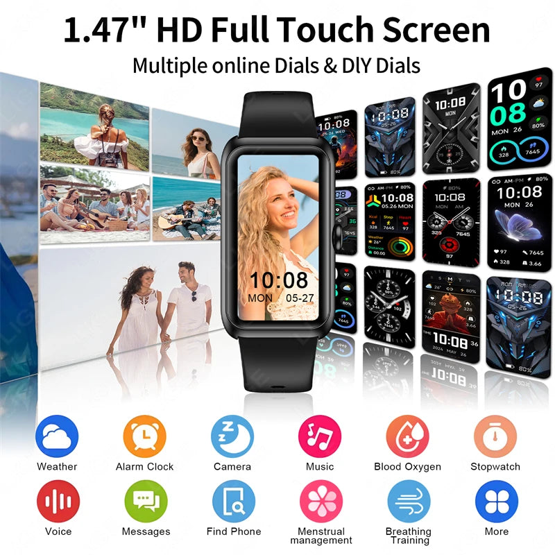 Smartwatch LIGE con pantalla táctil 1.47 pulgadas y 100+ modos deportivos