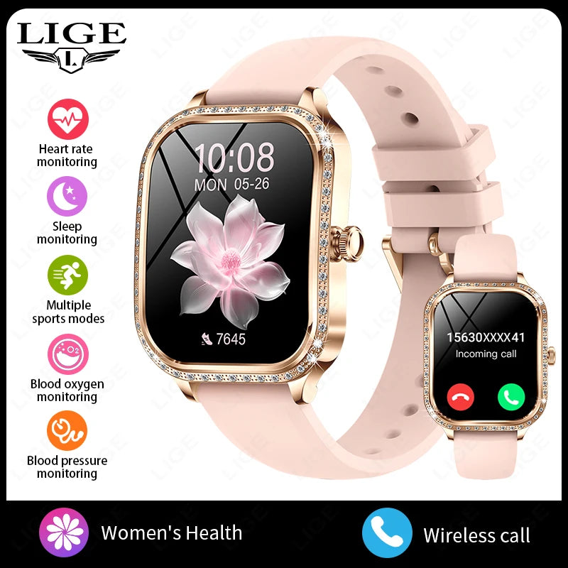 Smartwatch para mujer con pantalla curva HD 1.75 pulgadas y llamadas Bluetooth