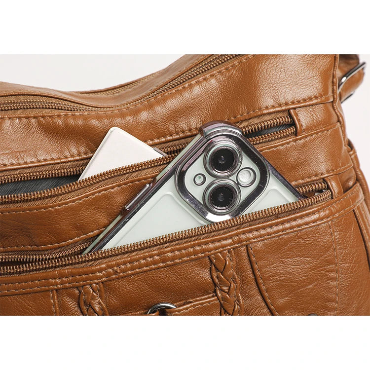 Bolso Bandolera Retro de Cuero Sintético para Mujer
