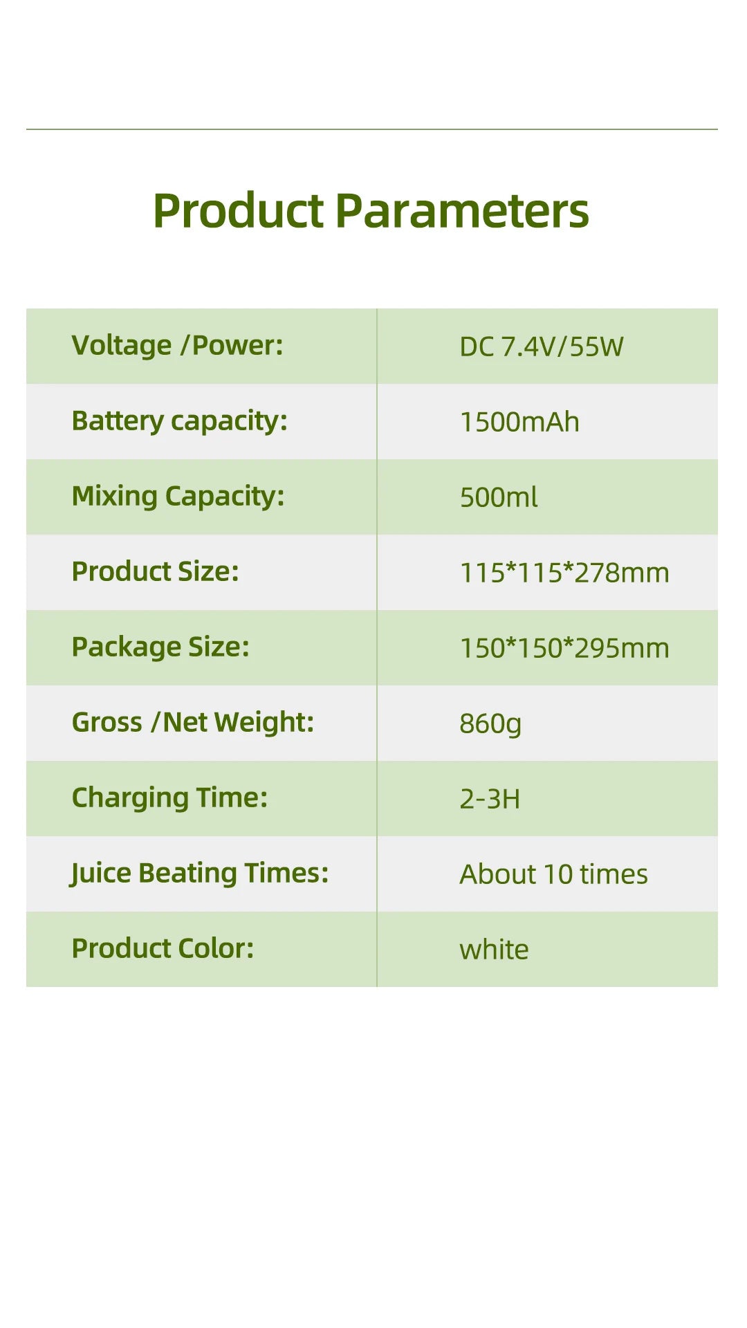 Exprimidor Portátil 1L USB-C Recargable de Fácil Limpieza