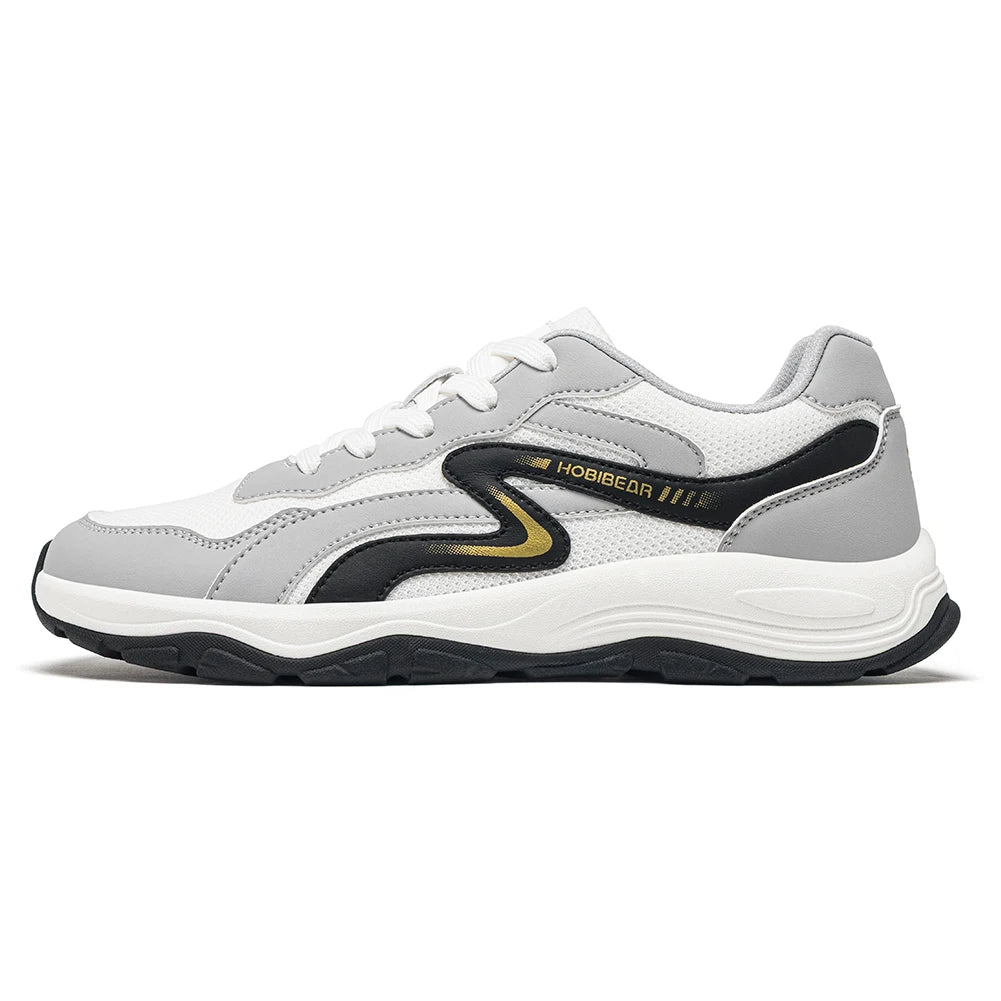 HOBIBEAR Zapatillas de correr unisex con punta ancha, zapatillas de senderismo con cordones, zapatillas de viaje al aire libre, zapatillas de malla de cuero artificial para caminar