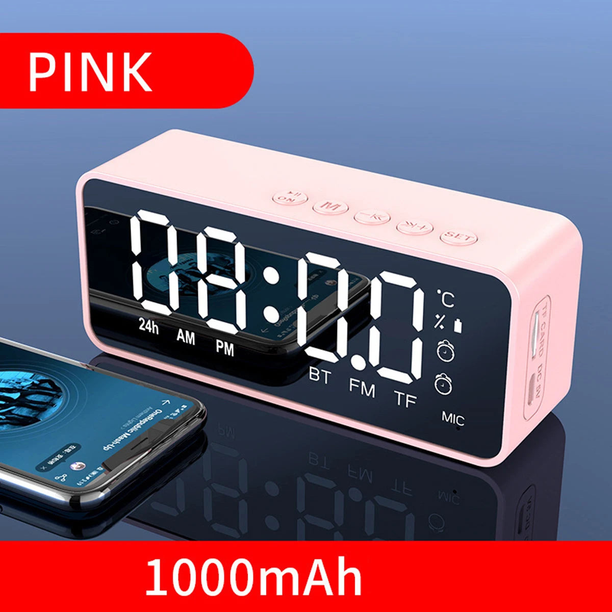 Altavoz Bluetooth Inalámbrico, Reloj Despertador, Radio FM Portátil, Subwoofer, Caja de Sonido, Mini Lámpara, Woofers, Caixa De Som, Coluna, Bocina