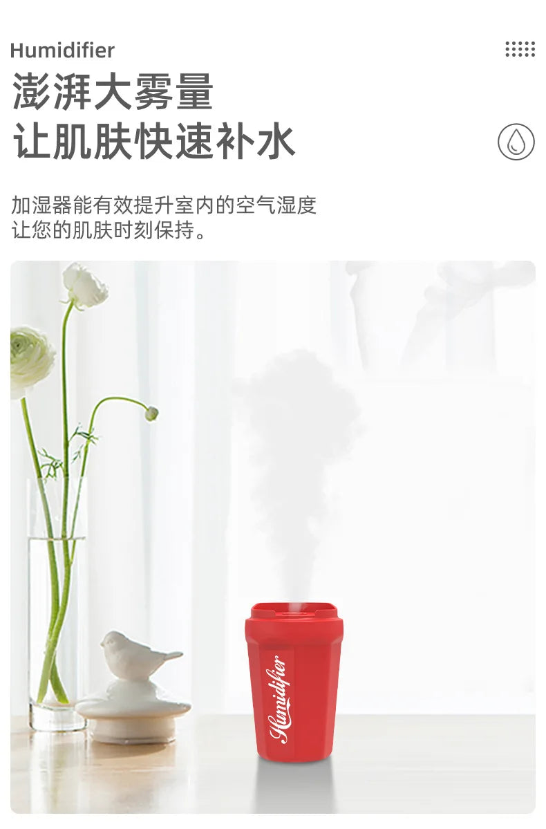 Humidificador USB creativo en forma de taza con difusor de aromas y luces