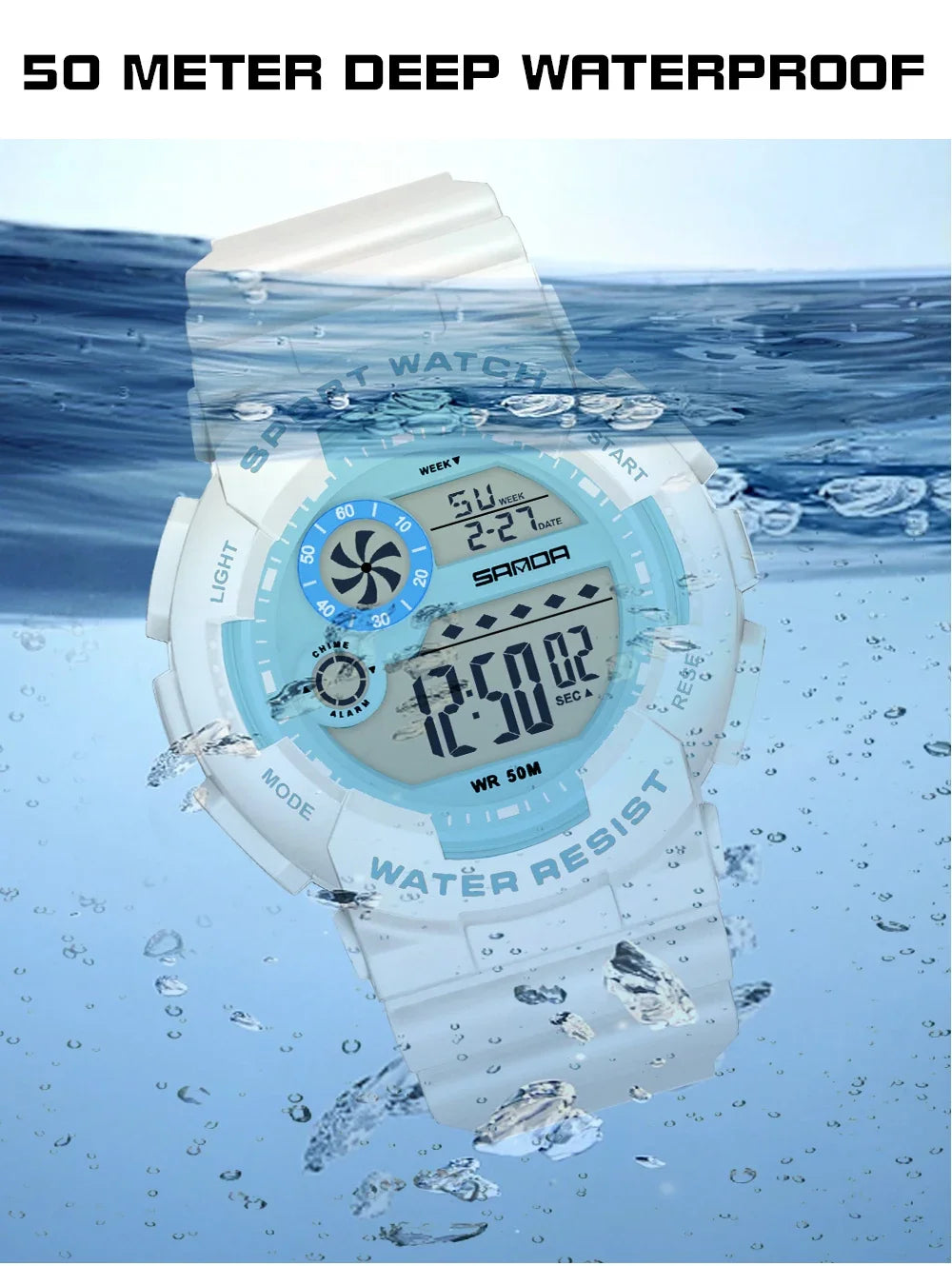 Reloj Digital LED SANDA Deportivo para Mujer