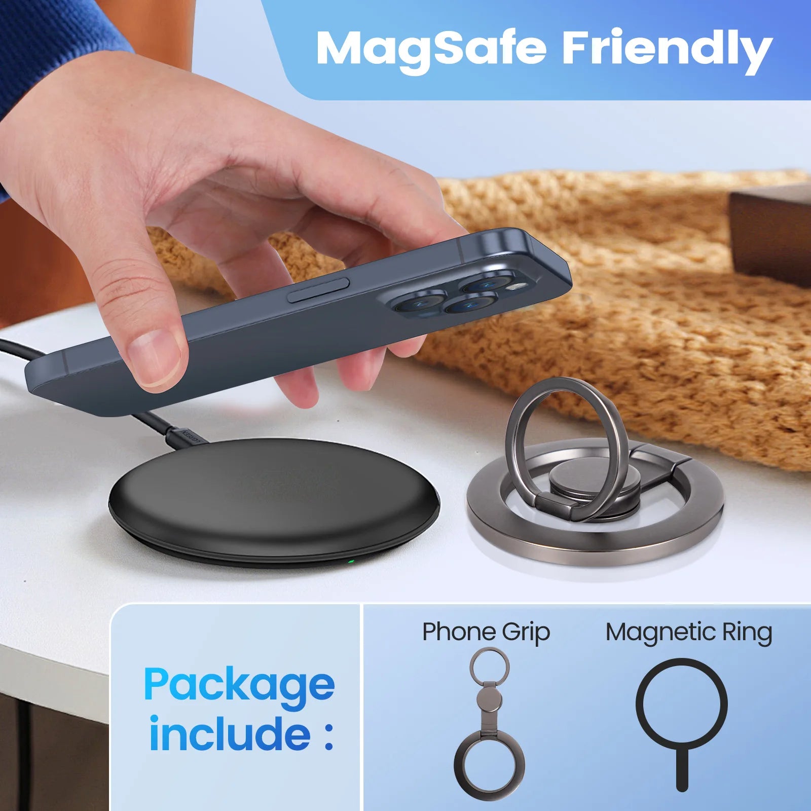 Spinner Antiestrés Plegable y Soporte Magnético para Teléfono con Anillo para Dedos, Compatible con Magsafe iPhone 17 16 15 14 13 12 Pro Max