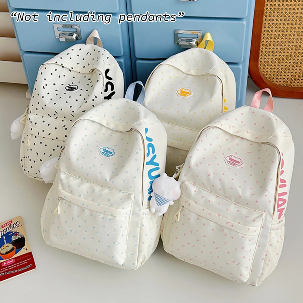 Mochila de Nailon con Estampado de Estrellas para Adolescentes