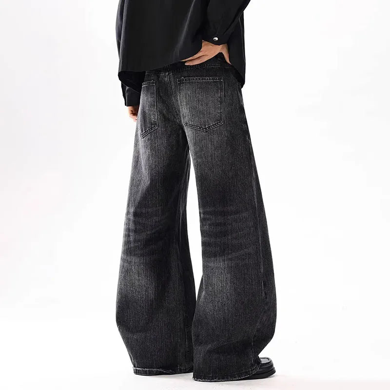 Pantalones Vaqueros Coreanos Estampado Bambú para Hombre, Pierna Ancha