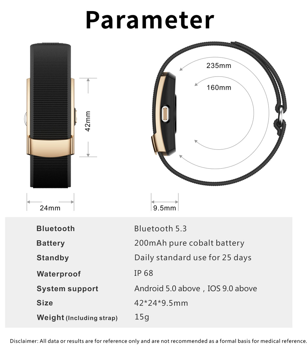 Pulsera Inteligente sin Pantalla, Monitor de Salud y Ejercicio, Monitor de Ritmo Cardíaco 24/7, Monitor de Sueño, Pulsera Deportiva Multifuncional para Android iOS