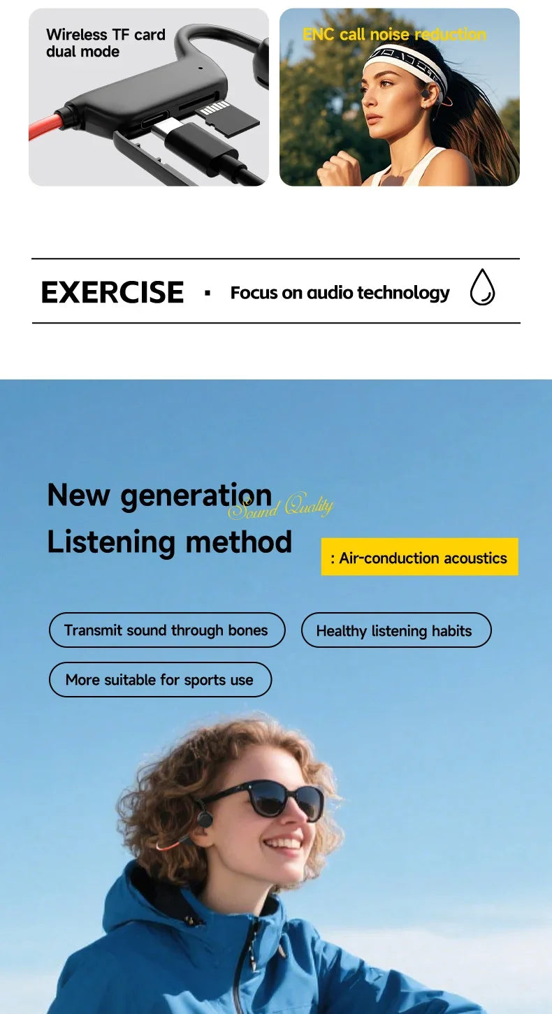 Auriculares de Conducción Ósea IPX8 Bluetooth Deportivos