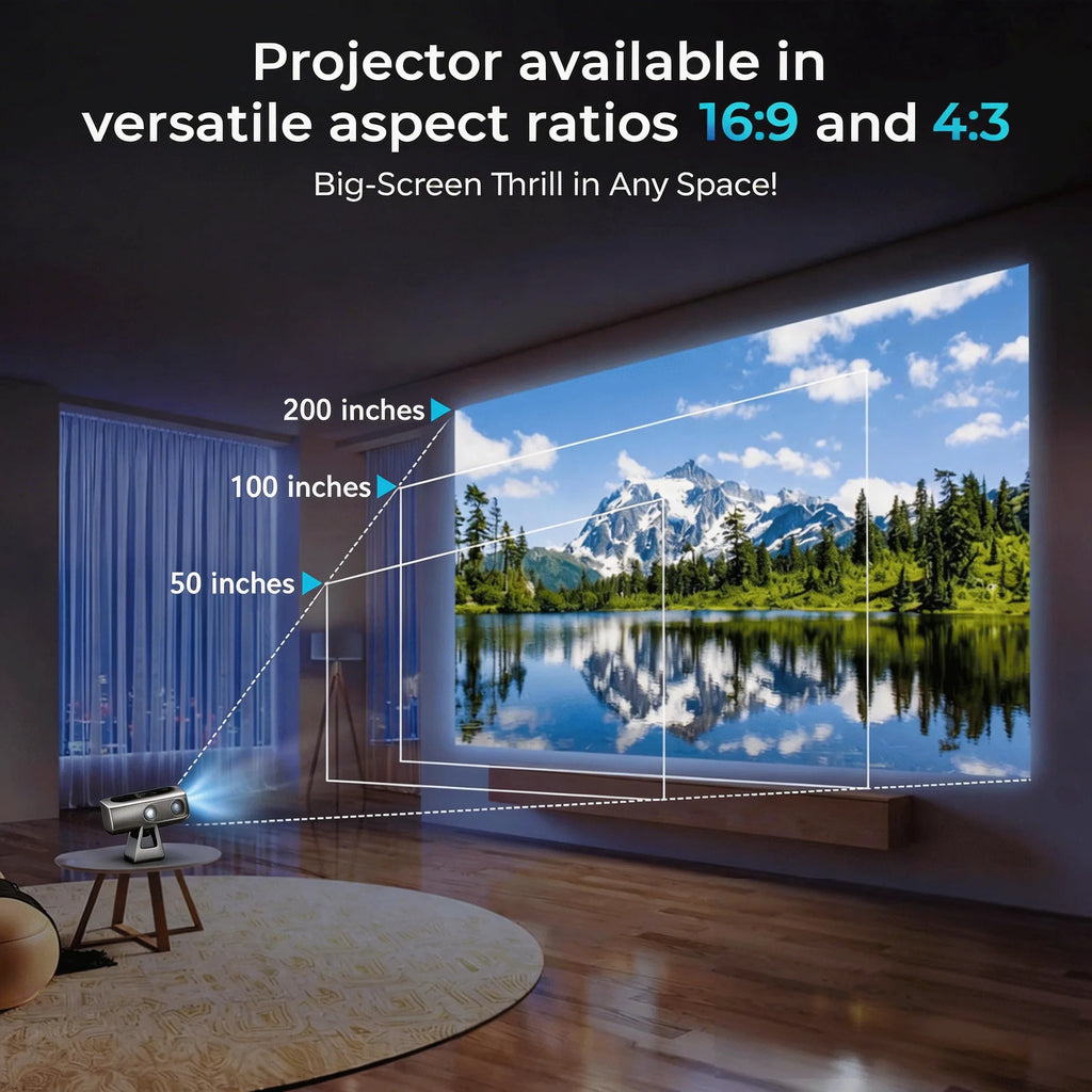 Nuevo Proyector PTZ A50 2026, Resolución Nativa 1080P, 360ANSI, Android Smart WiFi, Portátil, Cine en Casa, Proyector de Pared para Dormitorio