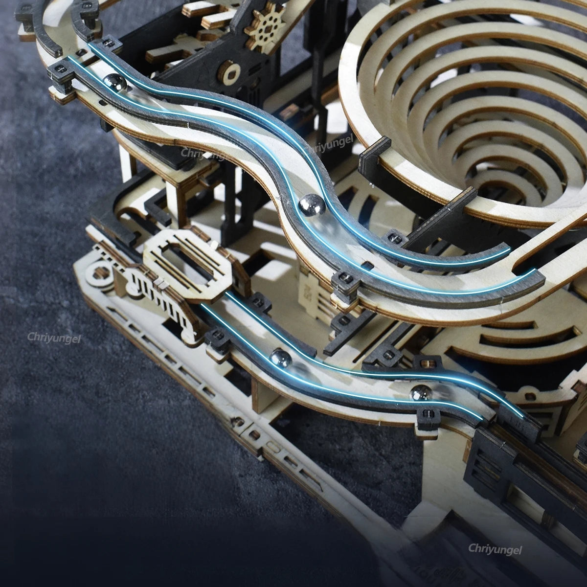 Chriyungel - Juego de Construcción de Madera 3D con Pistas de Canicas, Rompecabezas, Juego de Ingenio con Pistas de Canicas Rodantes, Regalo para Adultos y Adolescentes
