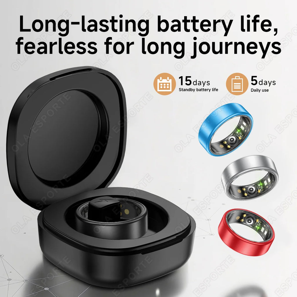 Nuevo Anillo Inteligente R12 2026 con Caja de Carga, Gestor de Salud, Resistente al Agua IP68 5 ATM, Múltiples Modos Deportivos, Anillos Inteligentes para Hombres y Mujeres