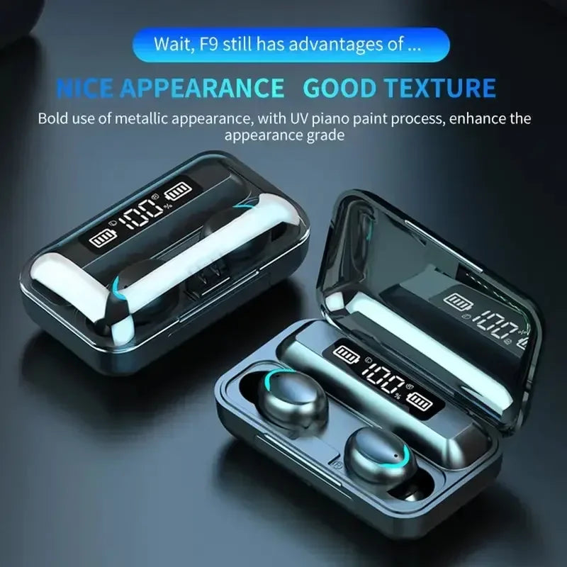 Auriculares Bluetooth TWS F9-5C impermeables con pantalla digital