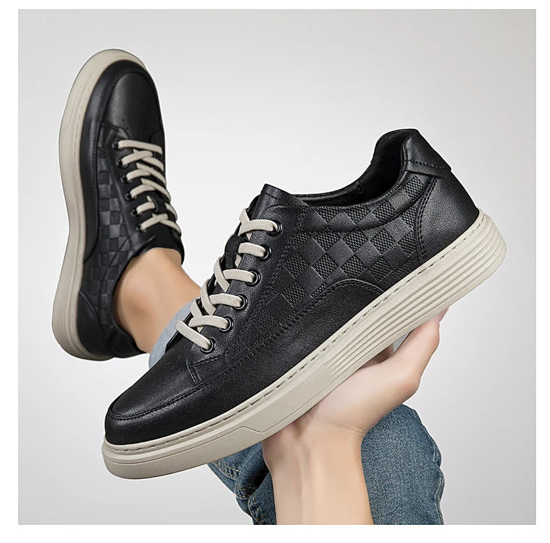Zapatos Casuales de Cuero Genuino para Hombre - Suela Gruesa
