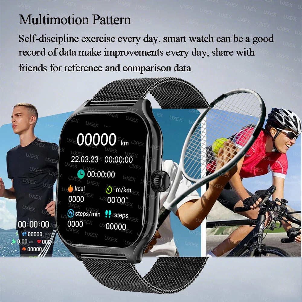 Reloj inteligente Plus para hombres y mujeres, reloj deportivo con pantalla completamente táctil, llamada Bluetooth, teléfono Android, reloj inteligente multidial Digital