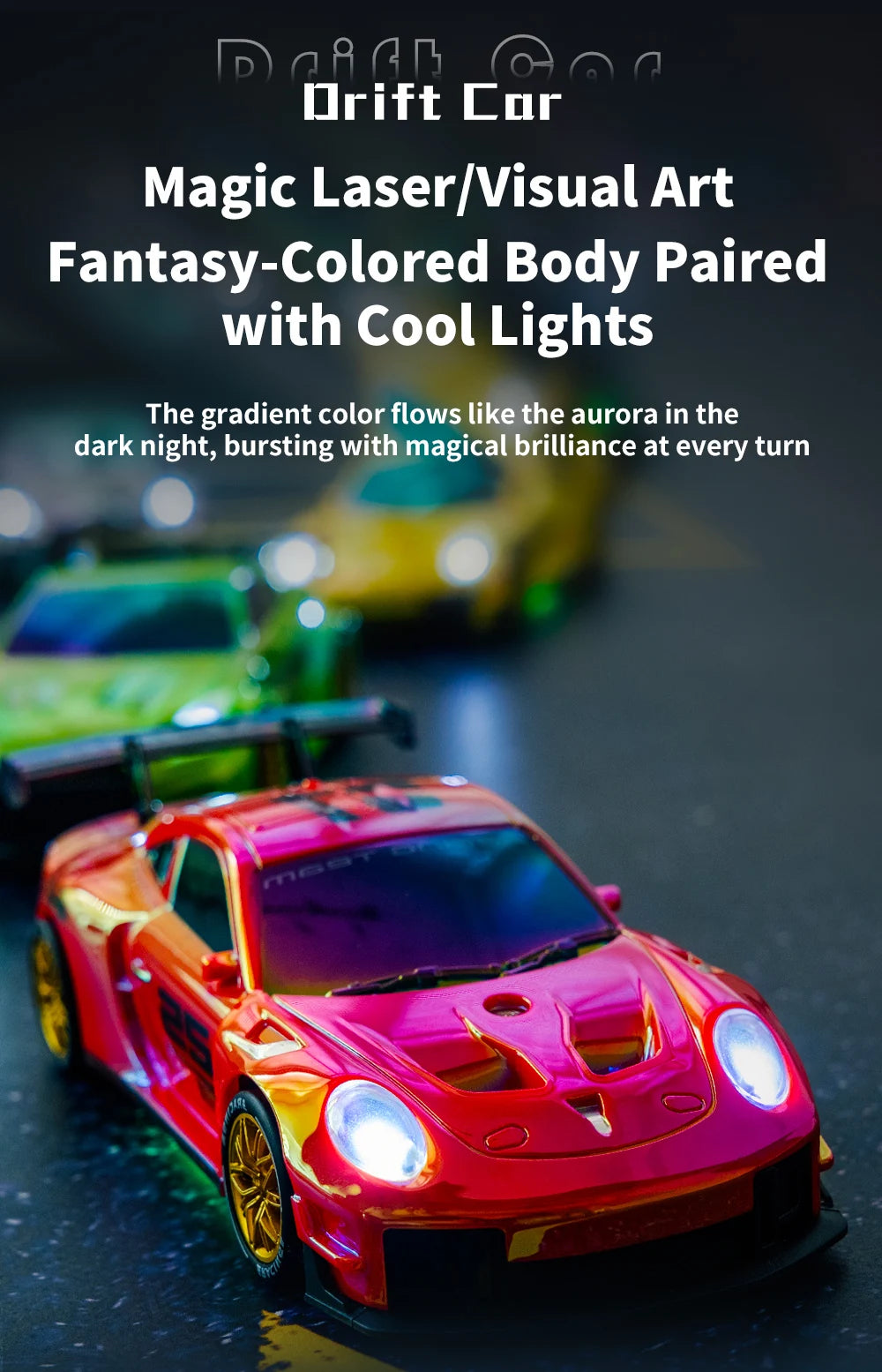 Mini Coche RC de Drift, 2.4G 4WD, Alta Velocidad con Luces LED