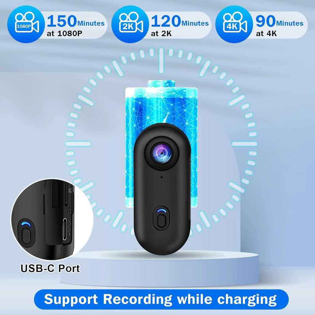 Mini cámara de acción 4K magnética con WiFi para casco, bicicleta y deportes