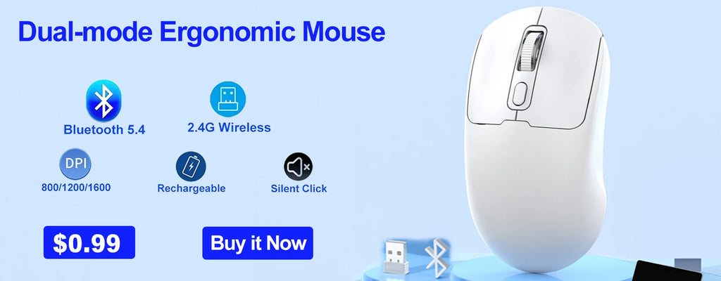Ratón inalámbrico de 2,4G para videojuegos, ergonómico, 800-1200-1600 DPI, recargable, para oficina, PC, portátil, Macbook Pro