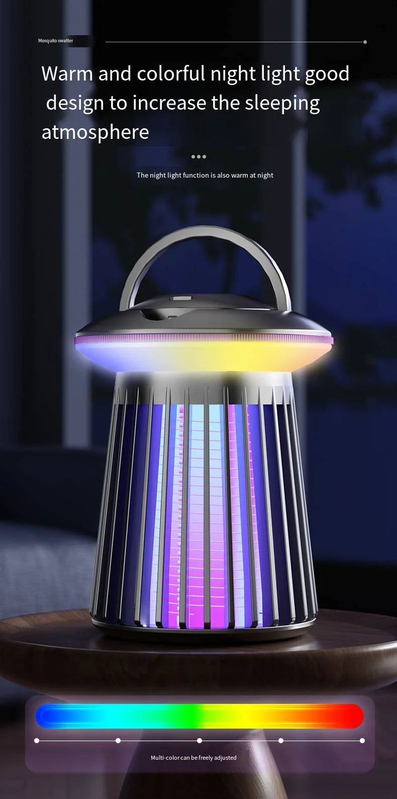 Lámpara antimosquitos con luz nocturna, matamoscas eléctrico recargable por USB para exteriores, patio trasero, terraza, Camping