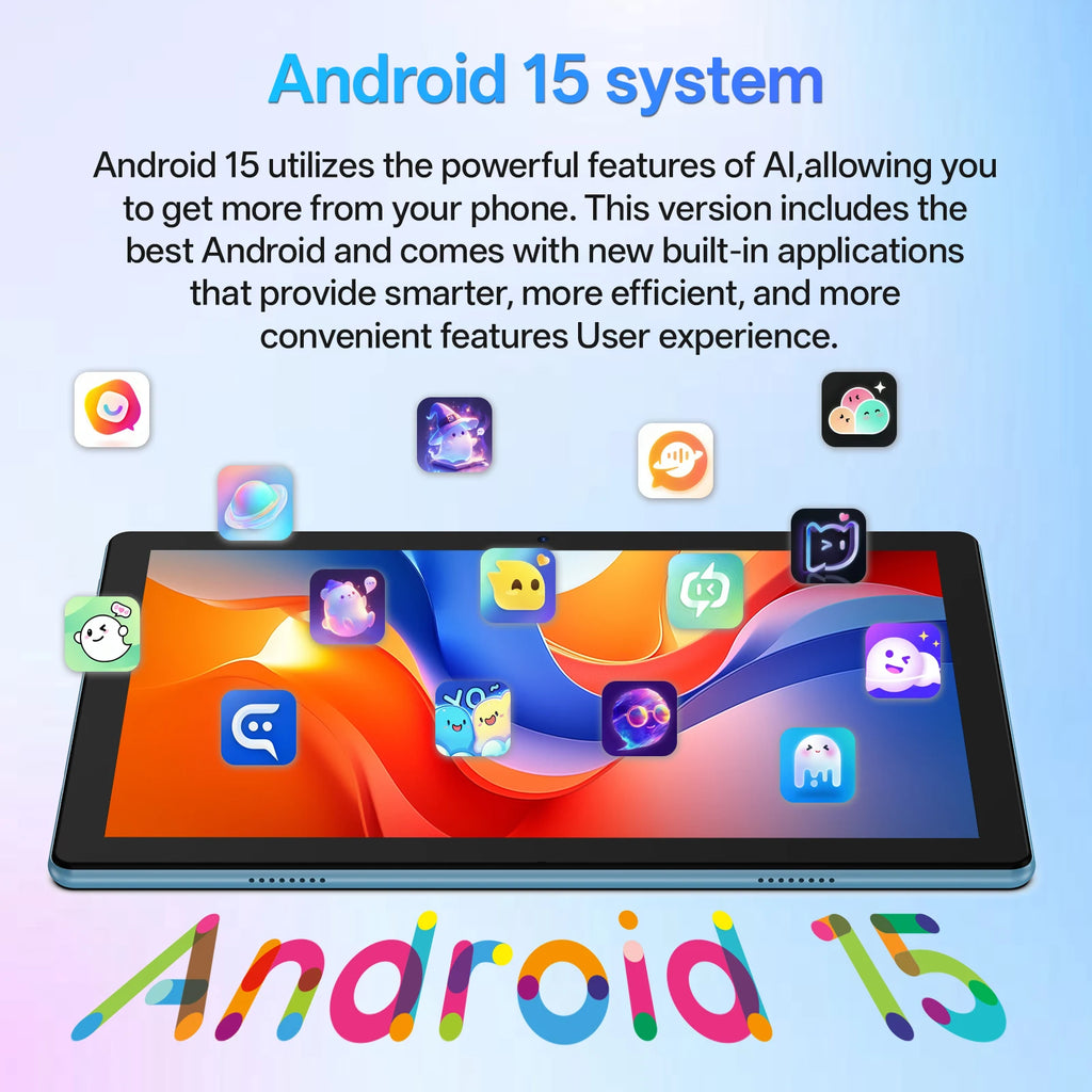 Tablet BAKEN 10 pulgadas Android 15, cuatro núcleos, 12 GB + 64 GB, WiFi 6
