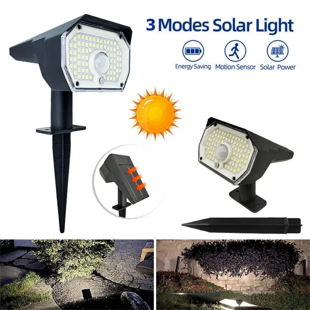 Foco Solar Exterior 76 LED 3 Modos Impermeable para Jardín y Entrada